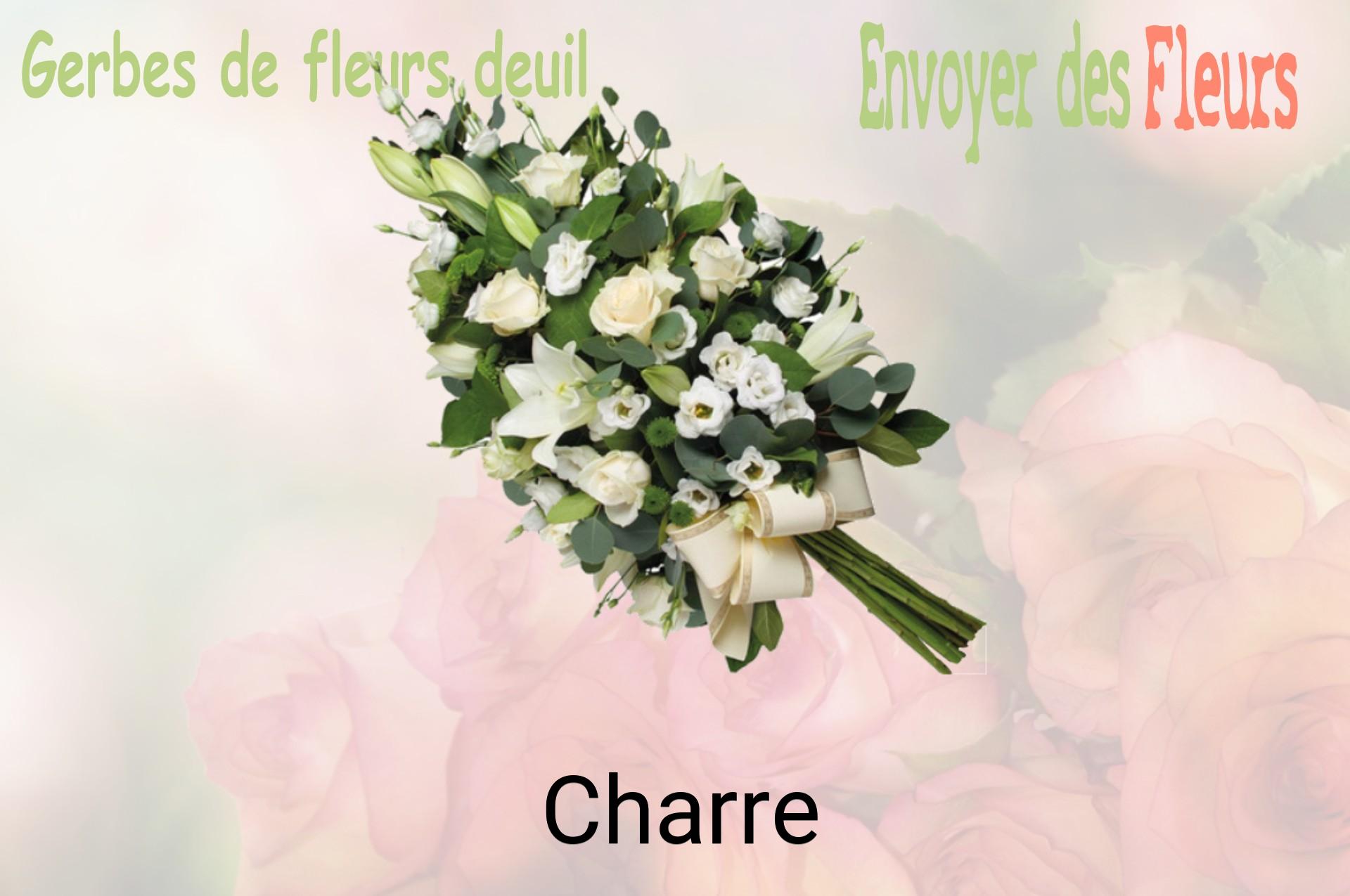 Gerbe de fleurs de deuil livrée à Charre